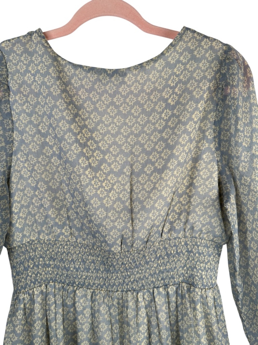 Patrons of Peace Smocked Maxi Dress M Boho Prairie New Romantic Long Sleeve - Picture 8 of 16